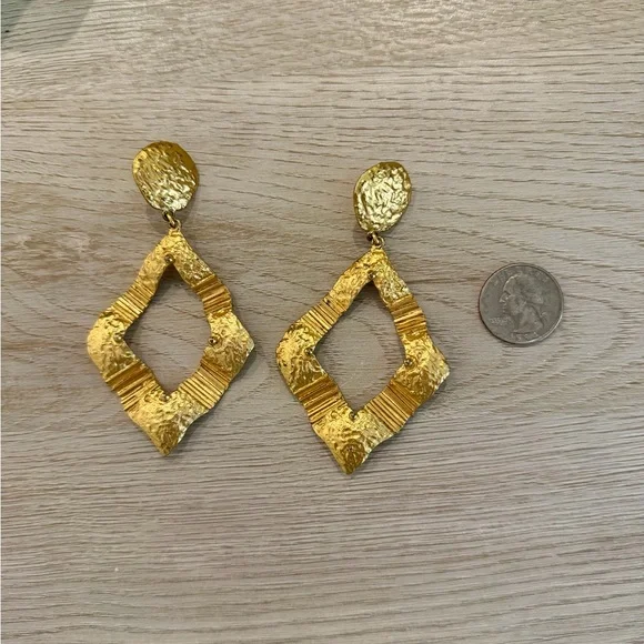 Three Satin Scarves / Zara Gold Textured Earrings - Picture 4 of 4